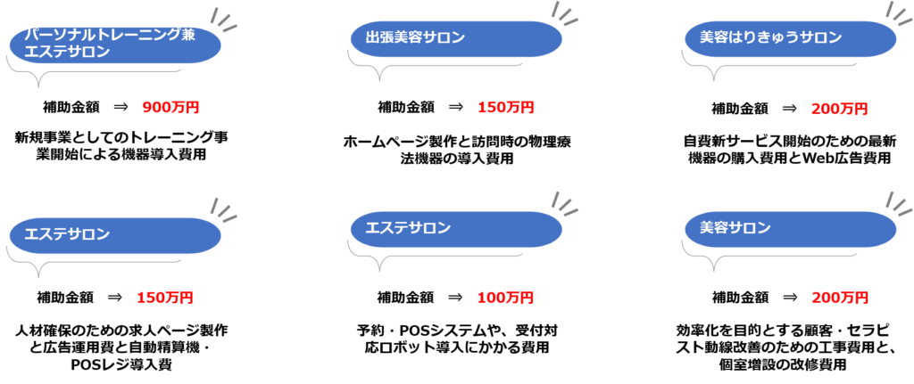 補助金申請代行-美容エステサロンの採択事例と補助金額